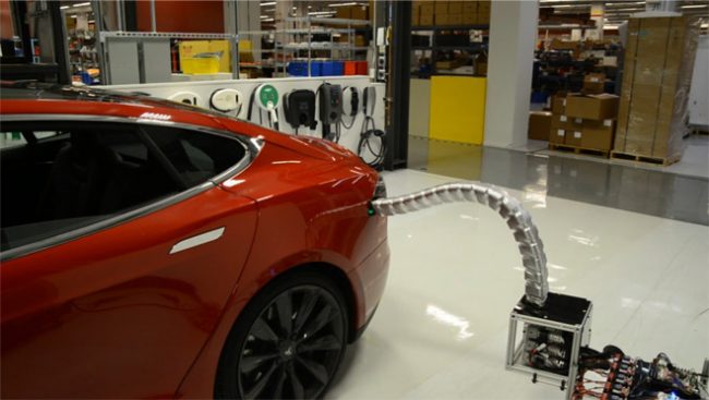 tesla charging robot